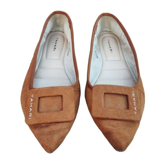 y2k Tan tahari Pointed toe Flats sz 7.5 - Picture 1 of 7
